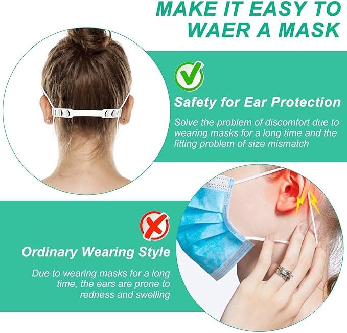 FOXTAIL Mask Extender & Hijab Holder Strap – Pack of 12 Multicolour Ear Savers with 4 Adjustment Slots – Reusable Mask/Hijab Extender for Kids & Adults – Compatible with All Face Masks - Image 3