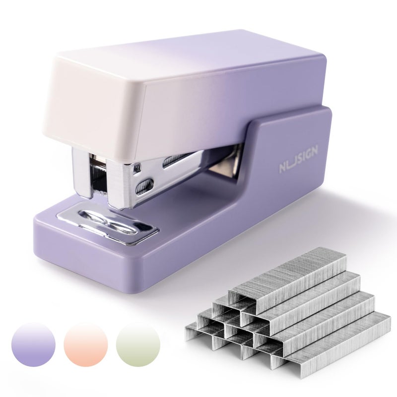 NUSIGN Mini Stapler with 830 Staples, Small Cute Desk Staplers, 25 Sheet Capacity, Purple-White Gradient - Image 1