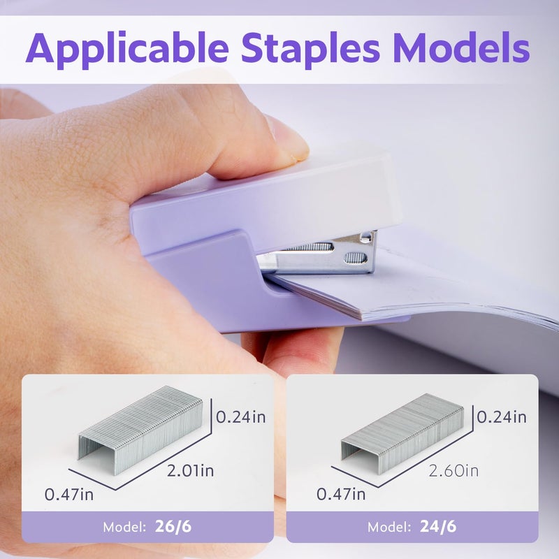NUSIGN Mini Stapler with 830 Staples, Small Cute Desk Staplers, 25 Sheet Capacity, Purple-White Gradient - Image 3