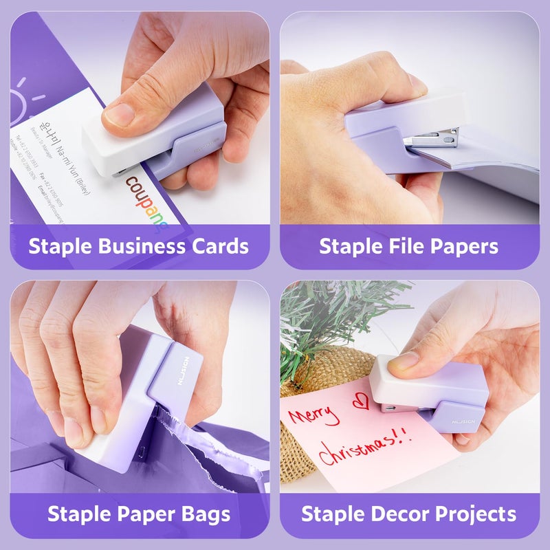 NUSIGN Mini Stapler with 830 Staples, Small Cute Desk Staplers, 25 Sheet Capacity, Purple-White Gradient - Image 5
