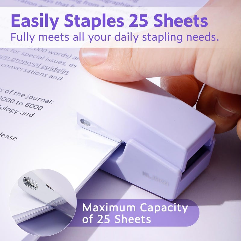 NUSIGN Mini Stapler with 830 Staples, Small Cute Desk Staplers, 25 Sheet Capacity, Purple-White Gradient - Image 2