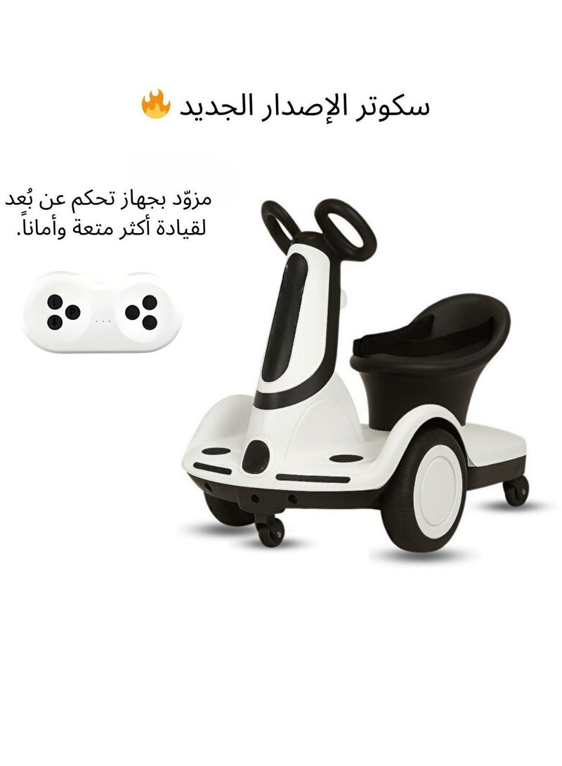 Smart electric scooter for kids 6V, upgraded edition with remote control, 360-degree rotation, music, LED lights, and a comfortable seat - Image 1