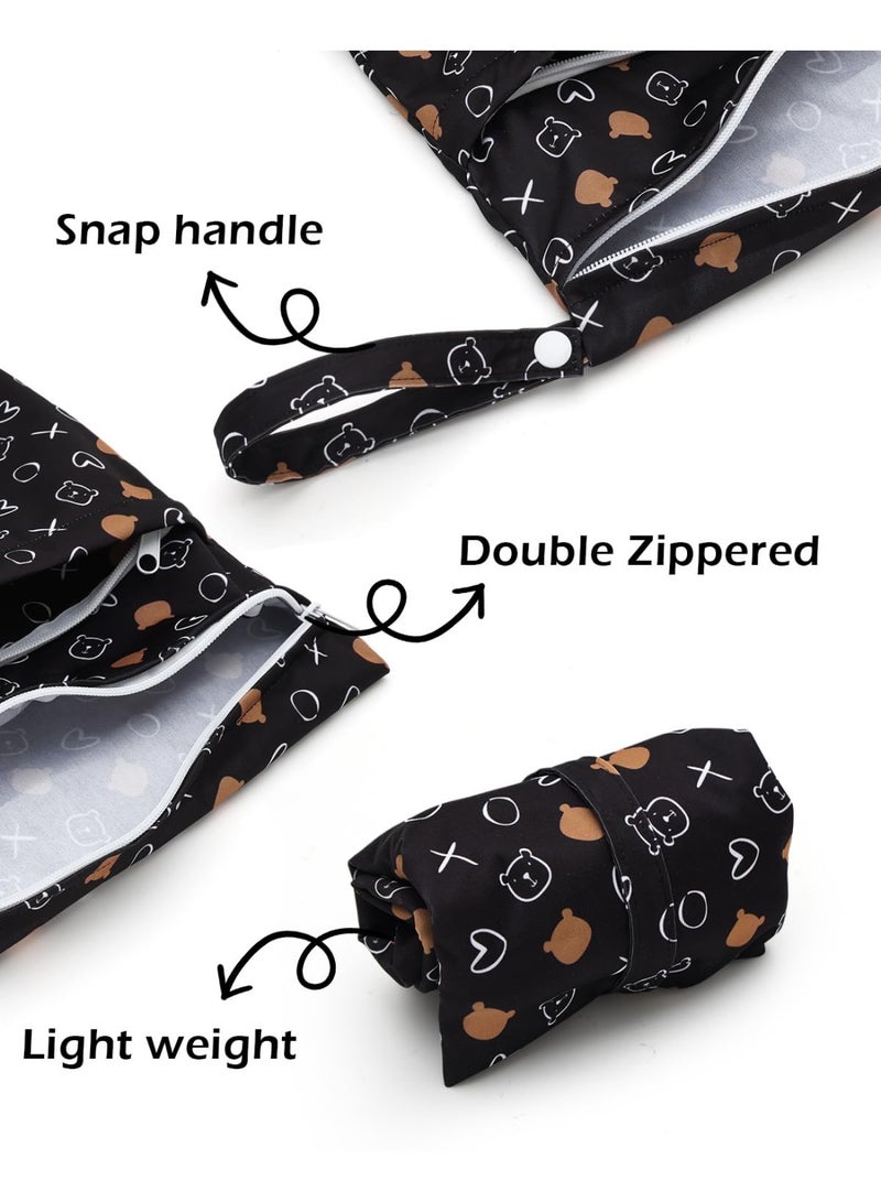 ALVABABY 3 Cloth Diaper Wet Dry Bags Waterproof Reusable with Two Zippered Pockets Travel Beach Pool Daycare Soiled Baby Items Yoga Gym Bag for Swimsuits or Wet Clothes Small Medium Large 3L-SML10 - Image 3