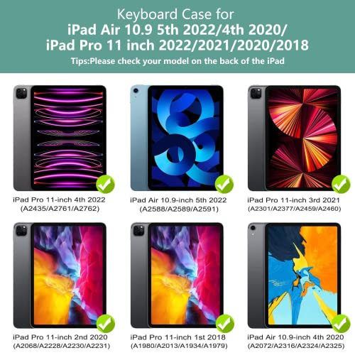HotLife Keyboard Case for iPad Pro 11 inch， Case with Keyboard for iPad Air 5th 4th Generation - Touch Trackpad -10 Color Backlight -360° Protective with Pencil Holder for iPad Pro 11 inch 3rd /2nd/1st Gen - Image 2