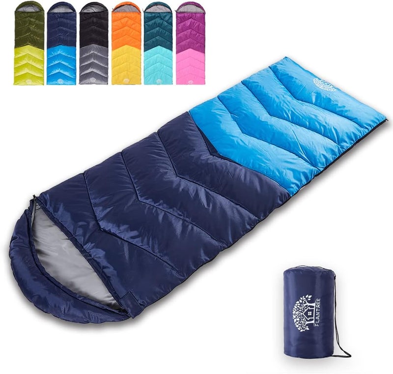 Flantree Sleeping Bag 4 Seasons Adults & Kids for Camping Hiking Trips Warm Cool Weather,Lightweight and Waterproof with Compression Bag,Indoors Outdoors Activities - Image 1