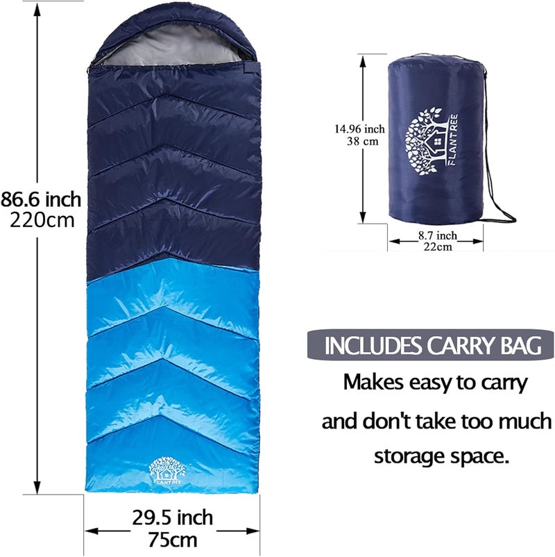 Flantree Sleeping Bag 4 Seasons Adults & Kids for Camping Hiking Trips Warm Cool Weather,Lightweight and Waterproof with Compression Bag,Indoors Outdoors Activities - Image 2