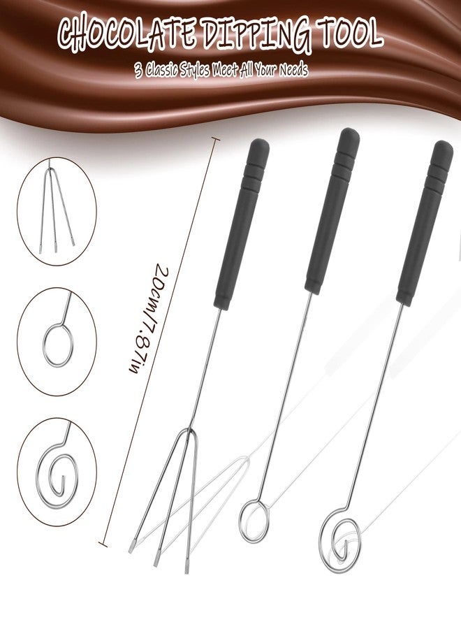 Elesunory 7 Pieces Candy Dipping Tools Chocolate Dipping Fork Spoons Set, Stainless Steel Candy Making Supplies for Decorative Plates, Including 1 pcs Slotted Spoon and 6 pcs Fondue Forks - Image 2