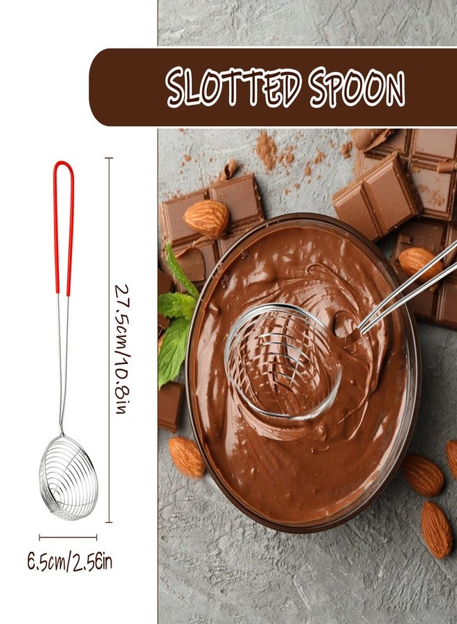 Elesunory 7 Pieces Candy Dipping Tools Chocolate Dipping Fork Spoons Set, Stainless Steel Candy Making Supplies for Decorative Plates, Including 1 pcs Slotted Spoon and 6 pcs Fondue Forks - Image 4