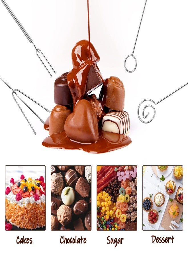 Elesunory 7 Pieces Candy Dipping Tools Chocolate Dipping Fork Spoons Set, Stainless Steel Candy Making Supplies for Decorative Plates, Including 1 pcs Slotted Spoon and 6 pcs Fondue Forks - Image 3