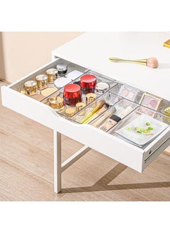 Beauenty Office Drawer Organizer Dividers Set 16 Piece Non-Slip Bathroom Tray Plastic Multifunctional Storage Box Bins for Make-Up Jewellery Kitchen Cupboard (Transparent)  - Image 5