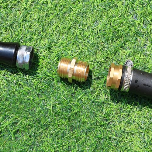 YELUN Solid brass Garden Hose Fittings Connectors Adapter Heavy Duty Brass Repair double male to male faucet leader coupler dual water hose connector(3/4" GHT Double Male) 2 Pcs - Image 4