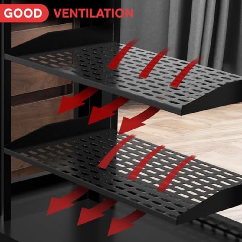 1U Server Rack Shelf 1 piece, for server cabinets and network equipment, steel, supports up to 25 lbs, black, tool-free installation - Image 5