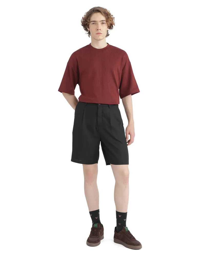 Rare Rabbit Men's Oversized Button Closure Solid Shorts
