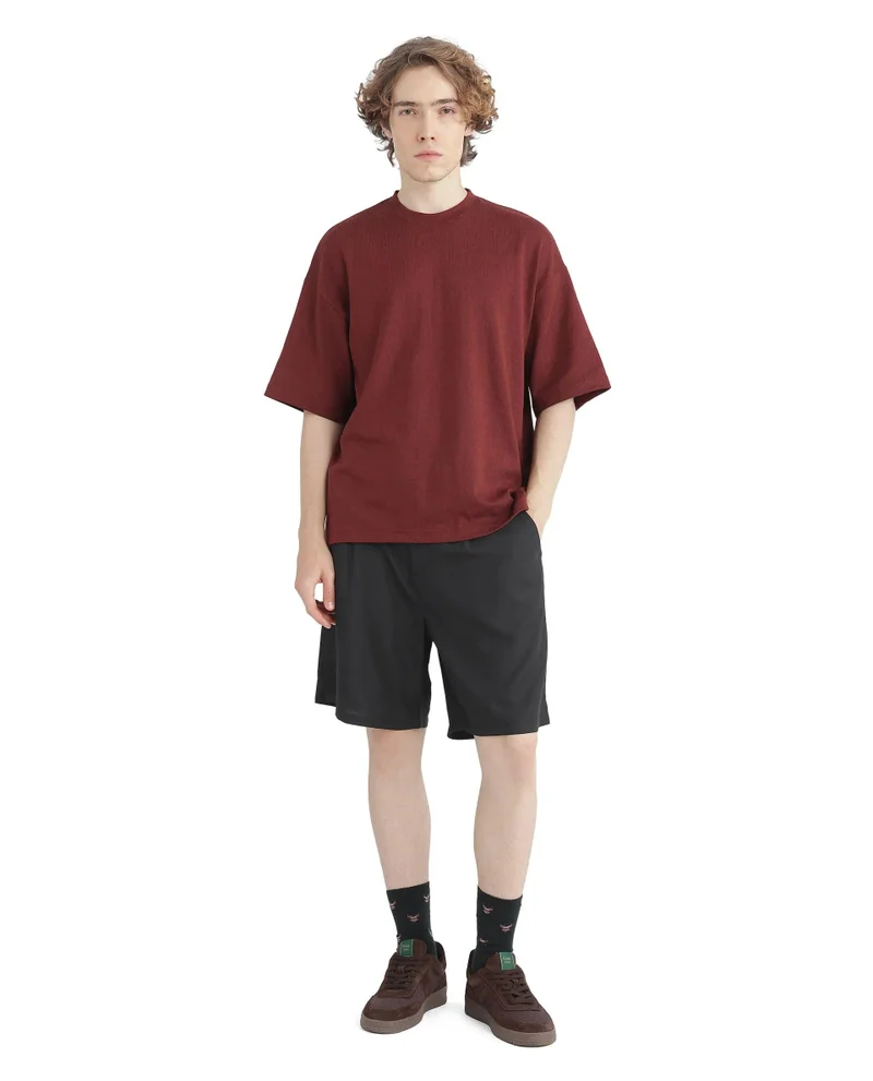 Rare Rabbit Men's Oversized Button Closure Solid Shorts