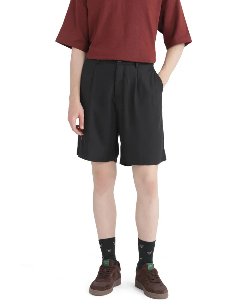 Rare Rabbit Men's Oversized Button Closure Solid Shorts