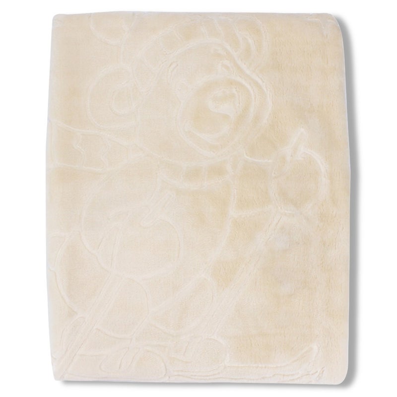 Berceau Cotton Baby Blanket – “Happy Bear” Design ( 90 * 110 ) – Beige - Image 1