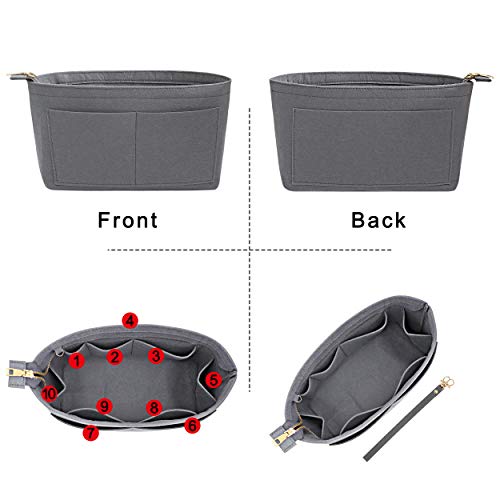 Soyizom Felt Handbag organizer Purse organizer Felt Insert Bag organizers Multi Pockets Tote Bag in Bag for women,Grey-XL - Image 3