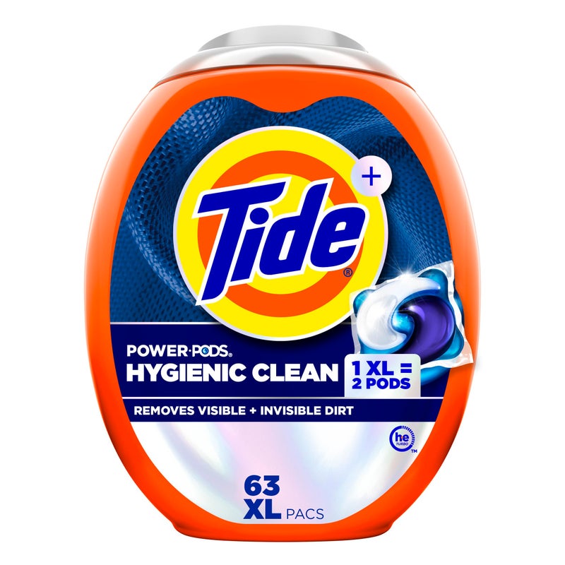 Tide Hygienic Clean Power PODS Laundry Detergent Pacs, Original Scent, 63 Count, Removes Visible and Invisible Dirt - Image 1