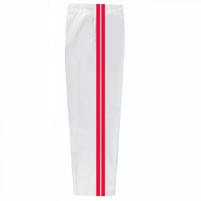 Boys And Girls Pure White Sports Pants With One Or Two Stripes For Middle And High School Students, Elementary School Students' Uniform Pants With Red, Yellow, And Green Stripes - Image 3
