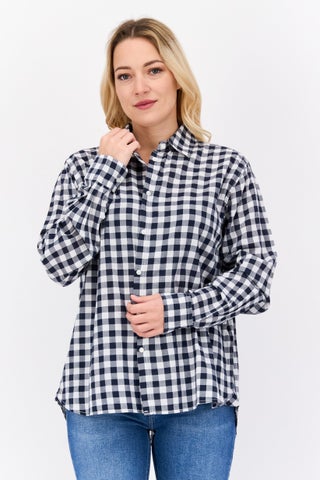 Women Spread Collar Long Sleeves Checkered Shirt , Black - pzsku/Z0329CF2CB27B827C43D5Z/45/1747056756/7c88e923-d926-4849-994f-2d085d9512dd