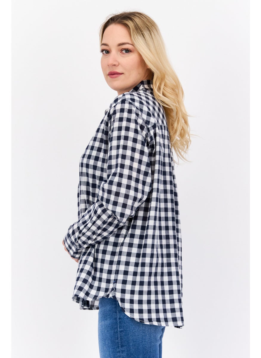 Pepe Jeans Women Spread Collar Long Sleeves Checkered Shirt , Black  - Image 4