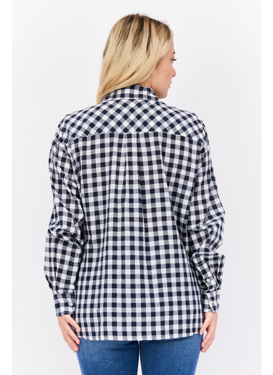 Pepe Jeans Women Spread Collar Long Sleeves Checkered Shirt , Black  - Image 3