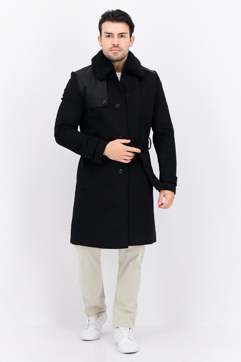 HUGO BOSS Men Plain Belted Trench Coat, Black - Image 3