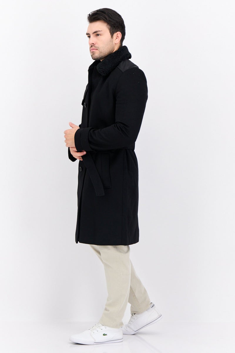 HUGO BOSS Men Plain Belted Trench Coat, Black - Image 2