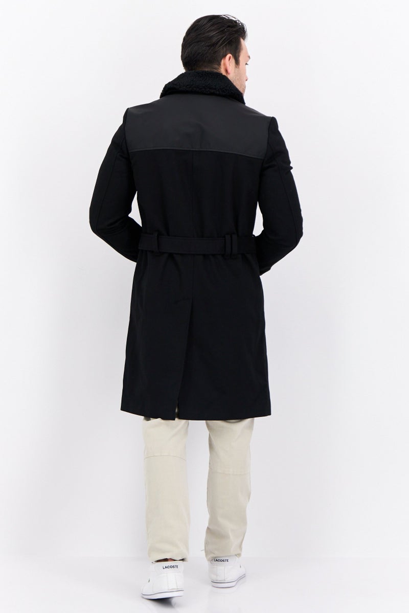 HUGO BOSS Men Plain Belted Trench Coat, Black - Image 4