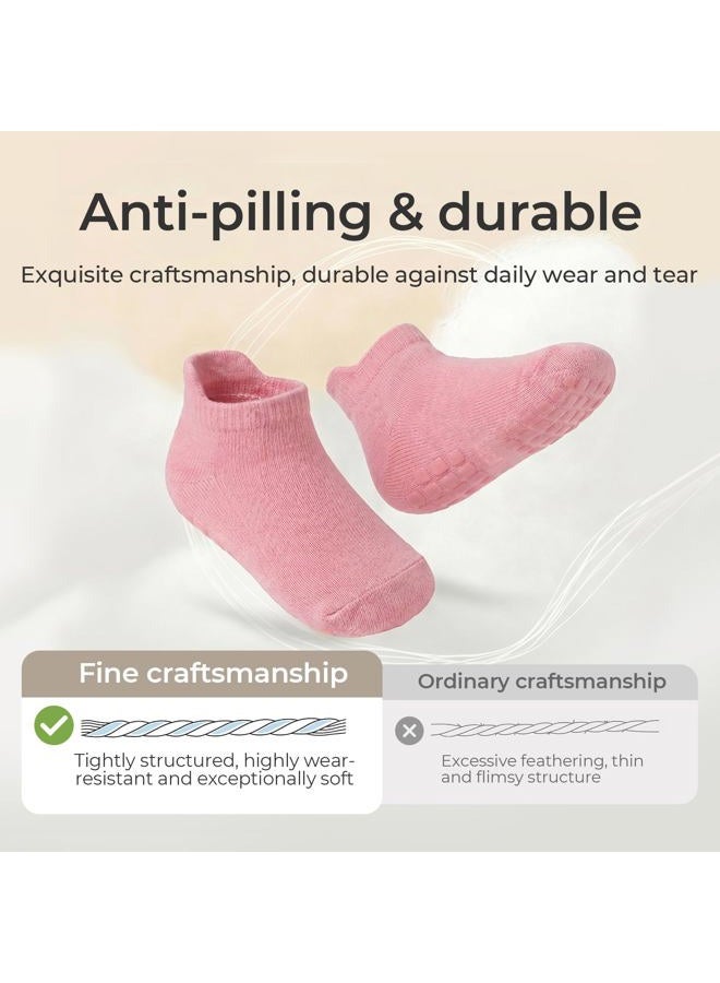 Bearbay Baby Non Slip Ankle Socks with Grippers for 0 Months-7 Years Old Walking Socks, 9-pairs/2402c, 6-12 Months - Image 5