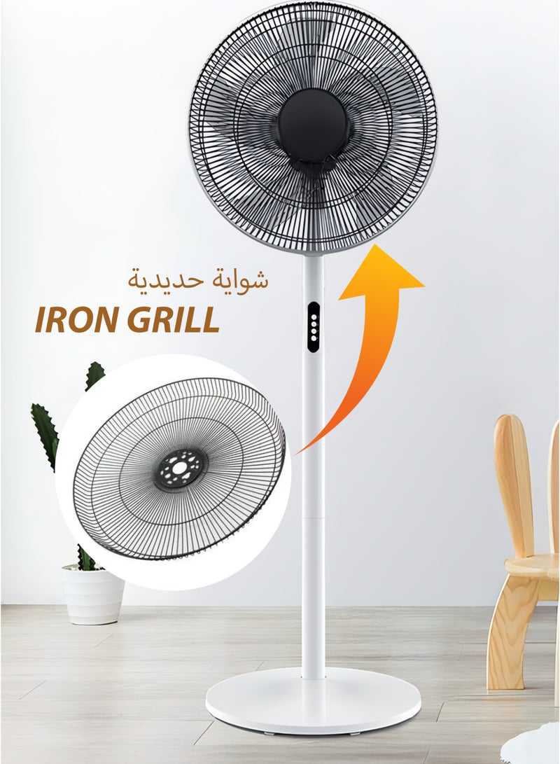 16 Inch Modern Cooling Stand Fan – 3 Speed Fan With Whisper Quiet Motor, Plastic Blades and 2-Pin Plug –40 Watts Energy Efficient Cooling Fan for Home and Office Use – AC 220V 50Hz, White  - Image 4
