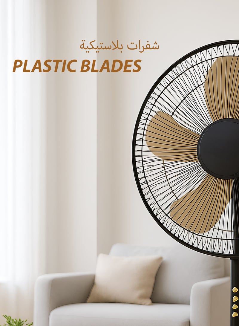 16 Inch Modern Cooling Stand Fan – 3 Speed Fan With Whisper Quiet Motor, Plastic Blades and 2-Pin Plug –40 Watts Energy Efficient Cooling Fan for Home and Office Use – AC 220V 50Hz, White  - Image 3