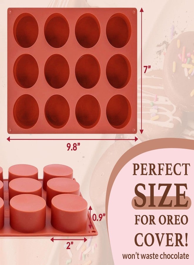 HKNMTT Round Silicone Molds 2 PCS, 12-Cavity 2.1" Cylinder Chocolate Covered Cookie Mold, Food Grade Non-Stick Baking Moulds Compatible Oreos Candy Handmade Soap Pudding Jello Mini Cake Jelly Brownie - Image 4
