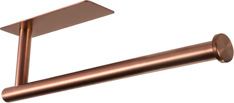 theaoo Rose Gold Paper Towel Holder - Under Cabinet Paper Towel Holder for Kitchen, Adhesive Paper Towel Roll Rack for Bathroom Towel, Wall Mounted Paper Towel Rack, SUS304 Stainless Steel - Image 1