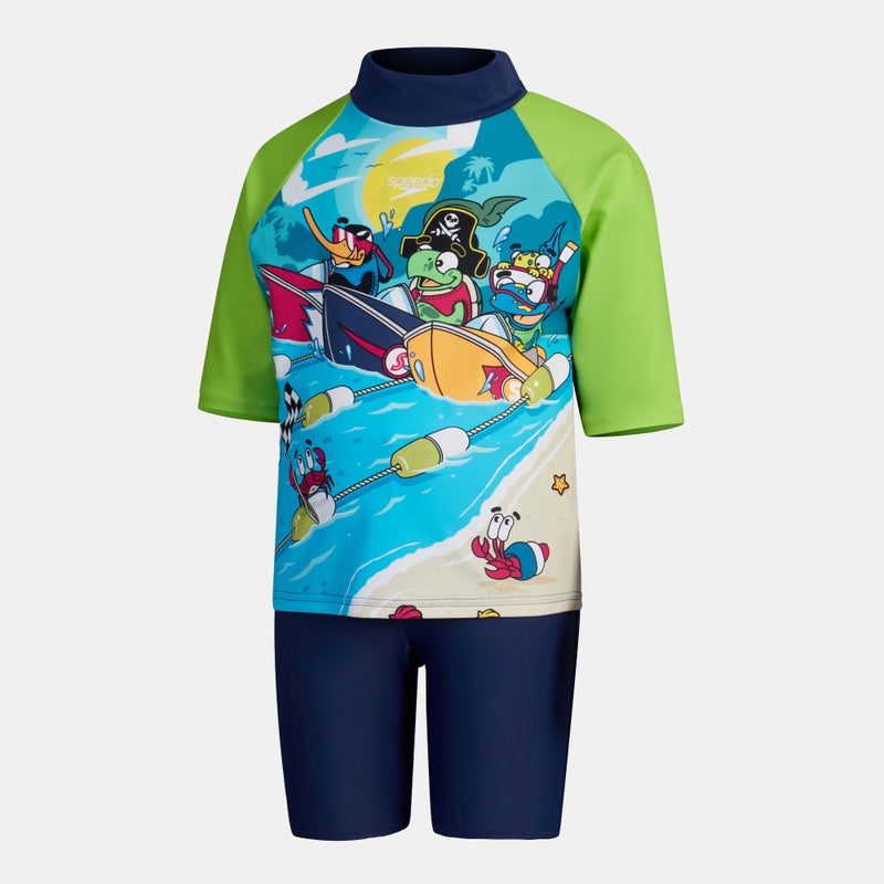 speedo Kids' Learn To Swim Sun Protection Rashguard and Jammers Set - Image 1