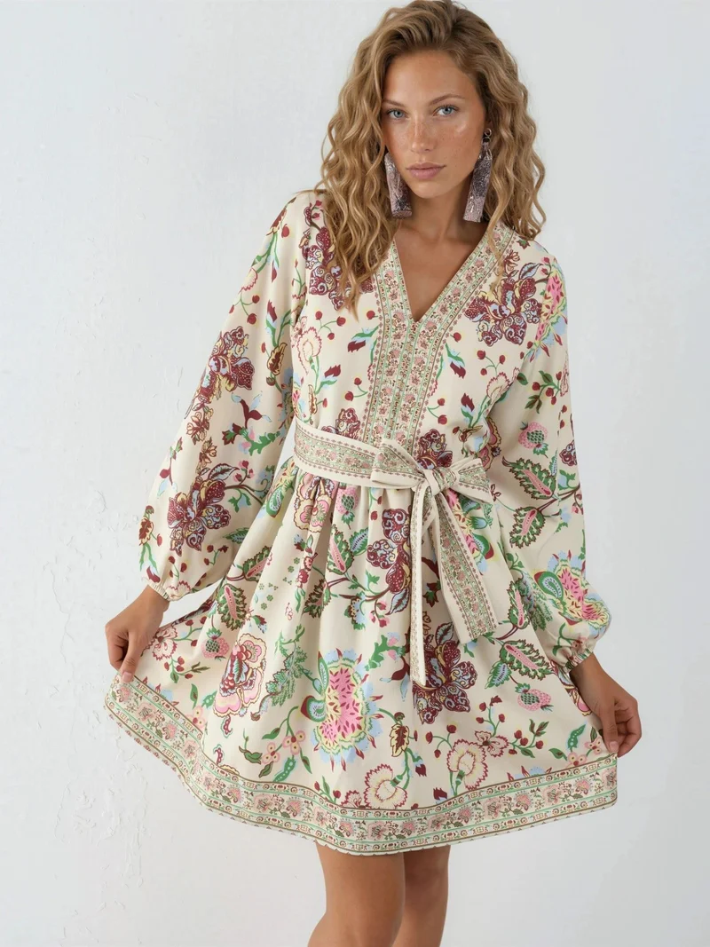 جينيفر Patterned A-line mini dress