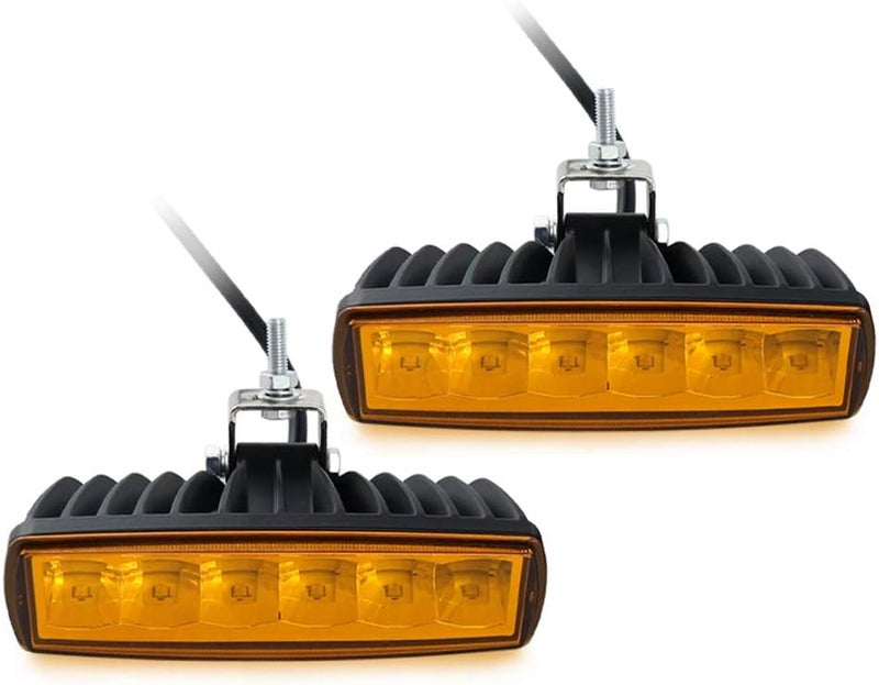 STDYSUN LED Amber Driving Lights Bar - 2Pcs 6Inch 30W Waterproof Auxiliary Work Lamps - Image 1