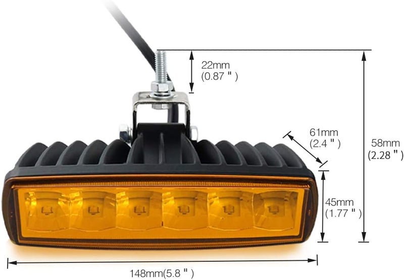 STDYSUN LED Amber Driving Lights Bar - 2Pcs 6Inch 30W Waterproof Auxiliary Work Lamps - Image 2