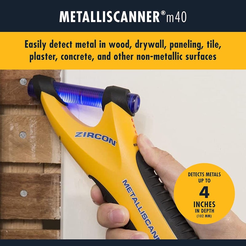 Zircon Zircon MetalliScanner m40 Handheld Electronic Metal Detector For Use on Dry Wall Concrete Lathe and Plaster Stucco and More  - Image 2