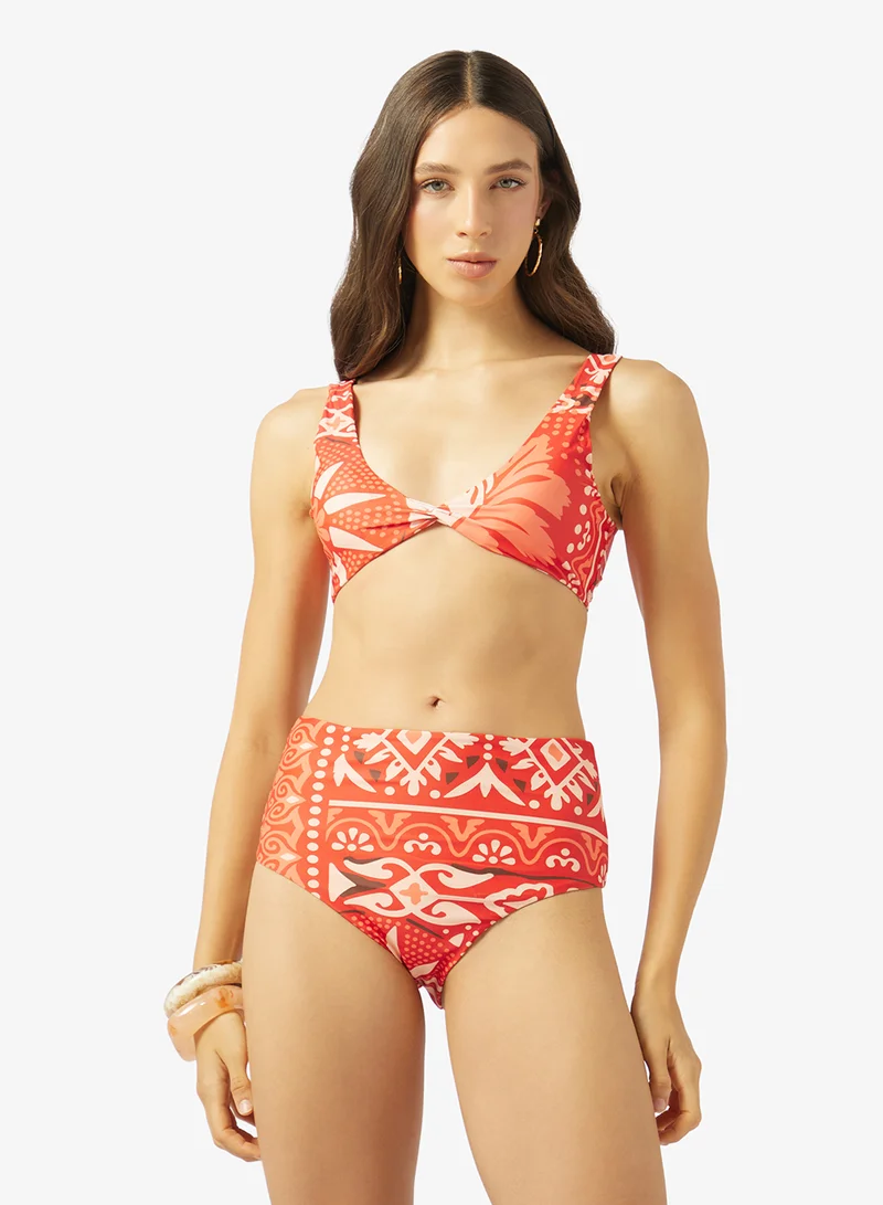 Soleira Printed Bikini Set With Beach Sarong