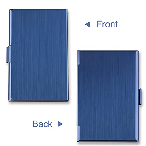DMFLY Business Card Holder, Slim Business Card Case for Men & Women, Pocket Metal Card Case, Professional Stainless Steel Business Card Holders, Purse Name Card Holder, Buckle Style Shut, Blue - Image 4