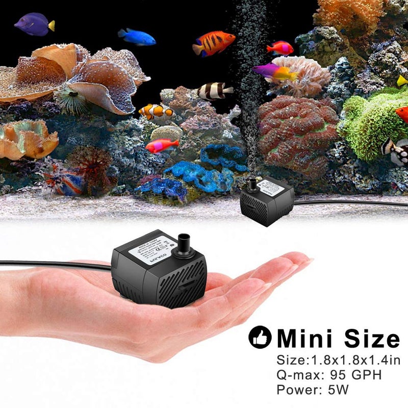 PULACO 95GPH 5W Mini Submersible Water Pump for Aquarium Fish Tank, Pond, Fountain, Hydroponics - Image 4