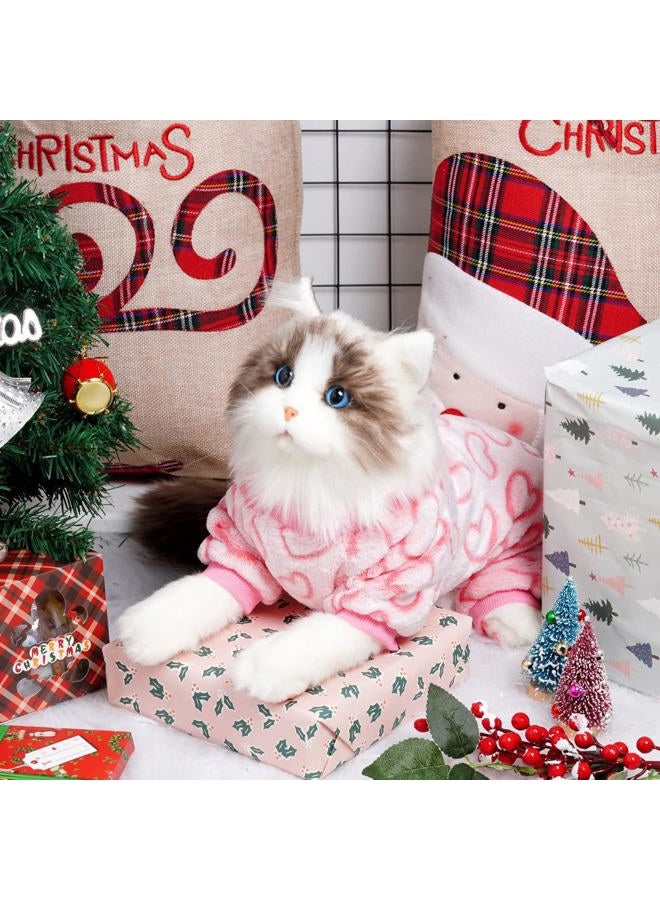 FUTERLY Dog Fleece Pajamas Dog Heart Pajamas Cute Dog Onesie Pajamas Warm Dog Valentines Pajamas Dog Clothes Dog Jumpsuit Dog Outfit Sweet Heart Dog Pajamas for Small Medium Cats and Dogs (Pink,XS) - Image 4
