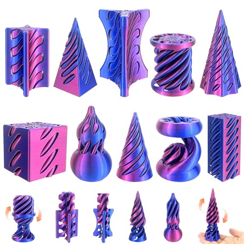 YVBBHE 10 Pack 3D Printed Spiral Fidget Toys Set Impossible Magic Passthrough Stress Relief Toy for Anxiety RelaxingCuboidCylinderConeCubeWaveWhirlwindPyramidGourdTriangleQuadrilateralLSZ - Image 1