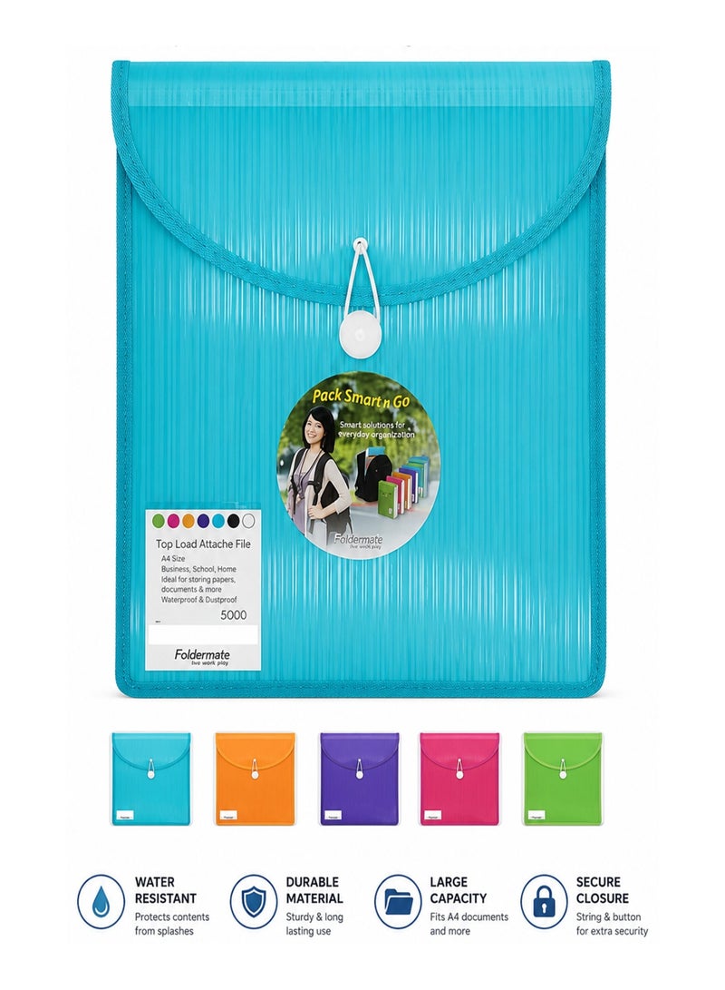 Foldermate 1-Piece Top Load Attache File A4 Size Assorted Colours - Image 1