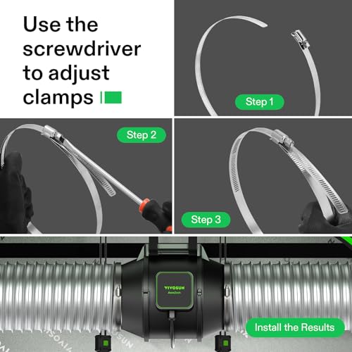 VIVOSUN Stainless Steel Air Ducting Clamps, 4/6/8/12 Inch Adjustable Hose Clamps with Worm Drive for Ducting, Heating, Cooling, Exhaust, and Ventilation (Pack of 2) - Image 5