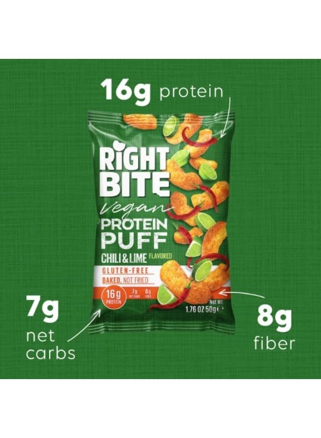 Food Factor Right Bite Vegan Protein Puff, Gluten Free, Baked Not Fried 16g Protein 50g (PACK OF 4, CHILLI & LIME) - Image 2