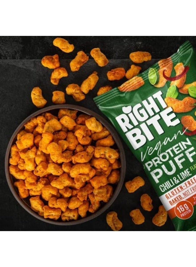 Food Factor Right Bite Vegan Protein Puff, Gluten Free, Baked Not Fried 16g Protein 50g (PACK OF 4, CHILLI & LIME) - Image 5