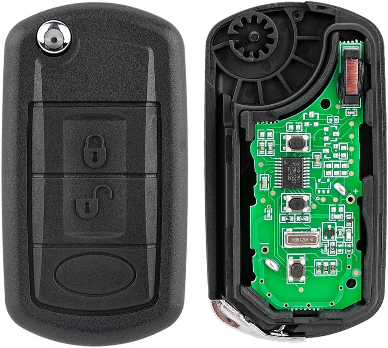 مساحات كبيرة وصغيرة Unifizz 1 Pack 433 Key Fob Keyless Entry Remote NT8-15K6014CFFTXA مناسب لسيارات لاند روفر رينج روفر 2006-2010 ولاند روفر LR3 2005-2009 أسود تصميم عام متوافق سهل التجميع - Image 5