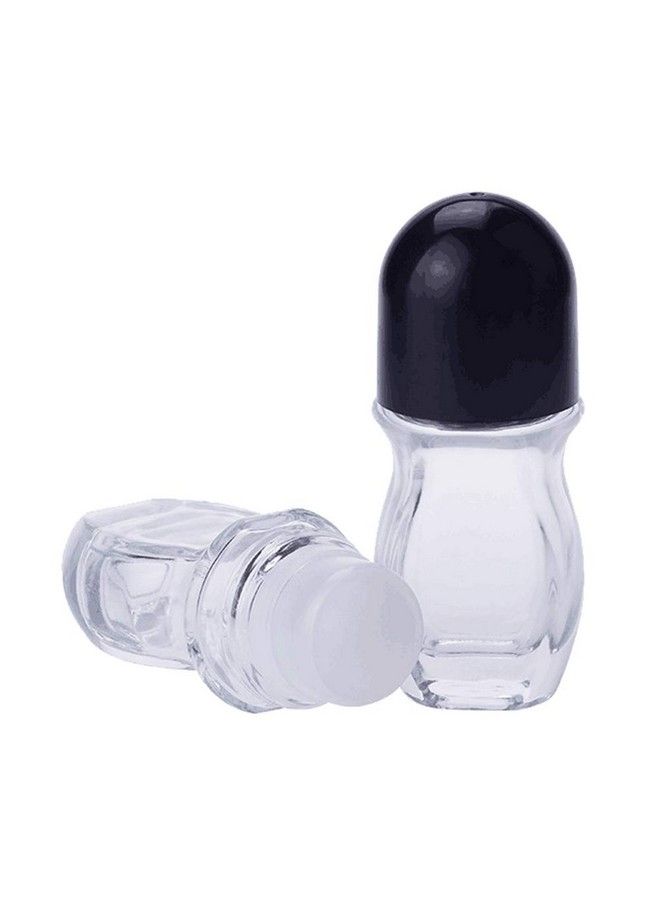 Natuworld 2Pcs 50Ml/1.69Oz Clear Refillable Glass Rollon Deodorant Bottles Empty Essential Oils Roller Bottles Containers With Plastic Roller Ball And Black Cap For Deodorant Lip Oil Massage Oil Aromatherapy  - Image 1